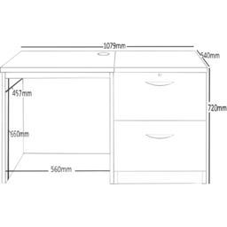 R White Cabinets 2 Drawer Brown Set-04 Desk - Size: 72.8 x 107.9 x 54cm - Wilko - thumbnail 6