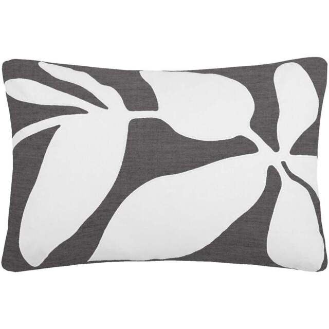 Voyage Maison Aspin Dusk Embroidered Feather Rich Cushion 40 x 60cm - Size: 60 x 40cm - Grey - Wilko - image 1