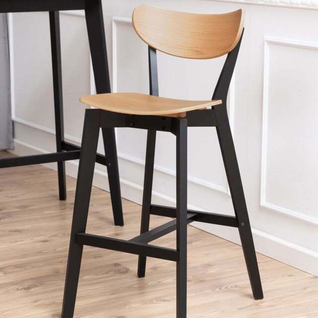 Florence Roxby Bar Black and Oak Bar Stool Set of 2 - Furniture To Go - Wilko - image 1