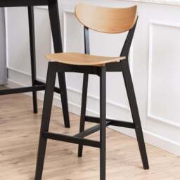 Florence Roxby Bar Black and Oak Bar Stool Set of 2 - Furniture To Go - Wilko