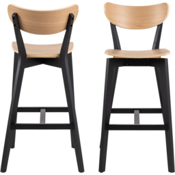 Florence Roxby Bar Black and Oak Bar Stool Set of 2 - Furniture To Go - Wilko - thumbnail 4
