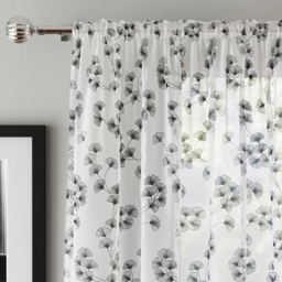 Tyrone Textiles Delila Black Trail Leaf Print Sheer Voile Panel Curtain 140 x 183cm - Size: 183 x 140 x 1cm - Wilko - thumbnail 4