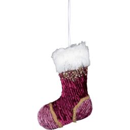 Shatchi Pink Burgundy Mini Santa Stocking Ornament 3 Pack - Size: 25 x 25 x 8cm - Wilko