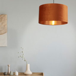 Lighting Collection Burnt Orange Copper Inner Velvet Drum Shade 50cm - Size: 28 x 50 x 50cm - Wilko - thumbnail 3