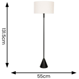 ValueLights Mitch Natural Linen White Trim Lamp Shade Black Wood Triangle LED Floor Lamp - Size: 131.5 x 55 x 55cm - Wilko - thumbnail 5