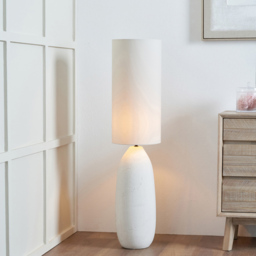 Pacific Lifestyle Erika Off White Fabric Shade White Vintage Textured Ceramic Floor Lamp - Size: 123 x 29 x 29cm - Wilko - thumbnail 3