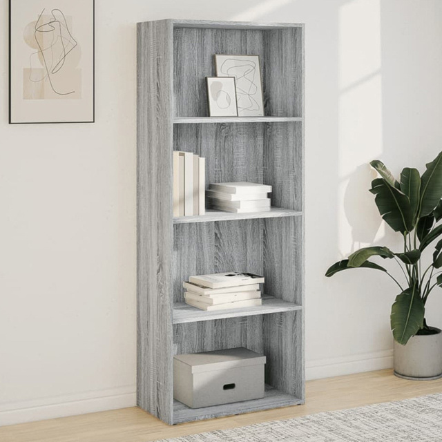 vidaXL 4 Shelf Grey Sonoma Bookcase - Size: 152 x 30 x 60cm - Wilko - image 1