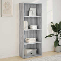 vidaXL 4 Shelf Grey Sonoma Bookcase - Size: 152 x 30 x 60cm - Wilko - thumbnail 1