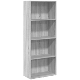 vidaXL 4 Shelf Grey Sonoma Bookcase - Size: 152 x 30 x 60cm - Wilko - thumbnail 3