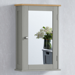 BATH VIDA Priano Grey Single Door Mirror Bathroom Cabinet - Size: 53 x 34 x 15cm - Wilko