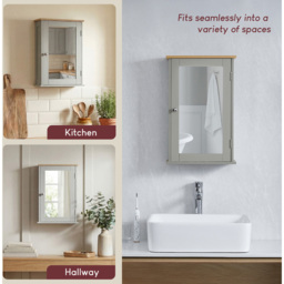 Bath Vida Priano Grey Single Door Mirror Bathroom Cabinet - Size: 53 x 34 x 15cm - Wilko - thumbnail 7