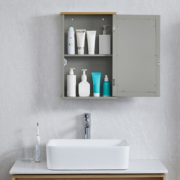Bath Vida Priano Grey Single Door Mirror Bathroom Cabinet - Size: 53 x 34 x 15cm - Wilko - thumbnail 6