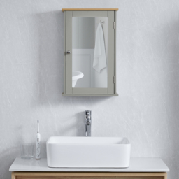 Bath Vida Priano Grey Single Door Mirror Bathroom Cabinet - Size: 53 x 34 x 15cm - Wilko - thumbnail 5
