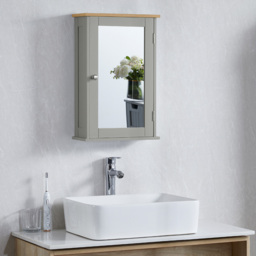 Bath Vida Priano Grey Single Door Mirror Bathroom Cabinet - Size: 53 x 34 x 15cm - Wilko - thumbnail 4