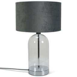 ValueLights Jessy Silver and Grey Velvet Shade Glass LED Table Lamp - Size: 45 x 25 x 25cm - Wilko