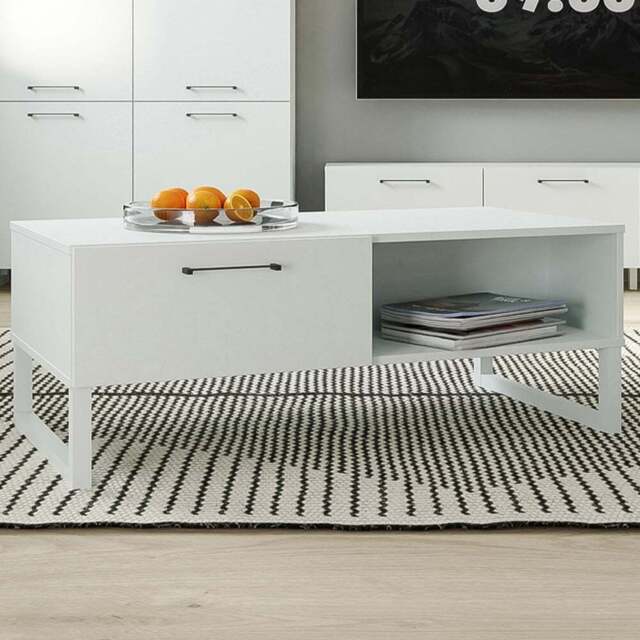 Florence Sali Single Drawer Single Shelf Light Grey Coffee Table - Size: 44.4 x 110 x 57.2cm - Wilko - image 1