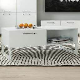 Florence Sali Single Drawer Single Shelf Light Grey Coffee Table - Size: 44.4 x 110 x 57.2cm - Wilko
