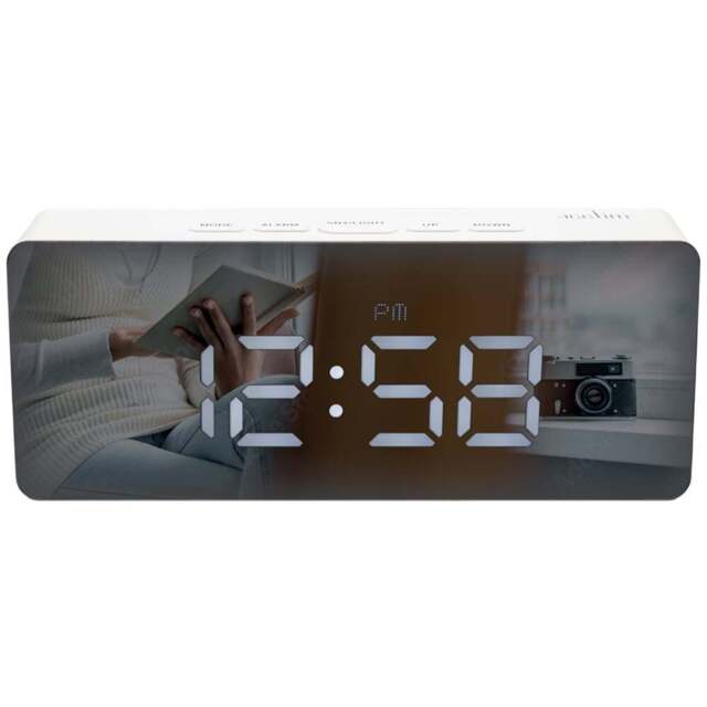 Acctim Medina White LED Alarm Clock 6cm - Size: 4 x 14 x 6cm - Wilko - image 1