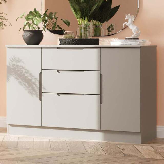 Crowndale Milan 2 Door 3 Drawer Dusk Grey Sideboard Ready Assembled - Size: 79 x 126 x 39cm - Wilko - image 1