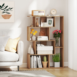 Costway 6 Shelf Natural Geometric Bookshelf with Anti-tip Kits - n/a - Wilko - thumbnail 4