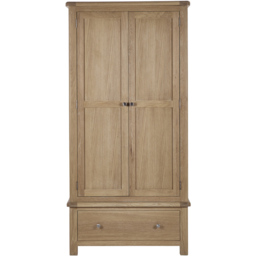 Julian Bowen Memphis 2 Door Single Drawer Limed Oak Wardrobe - Size: 2 Door, Single Drawer - Wood - Wilko - thumbnail 4