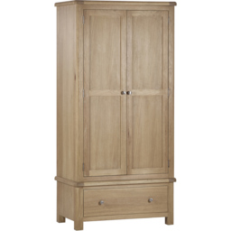 Julian Bowen Memphis 2 Door Single Drawer Limed Oak Wardrobe - Size: 2 Door, Single Drawer - Wood - Wilko - thumbnail 3