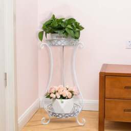 Vintage Plant Stand White 2-Shelf - Size: 64 x 31 x 31cm - Living and Home - Wilko - thumbnail 7
