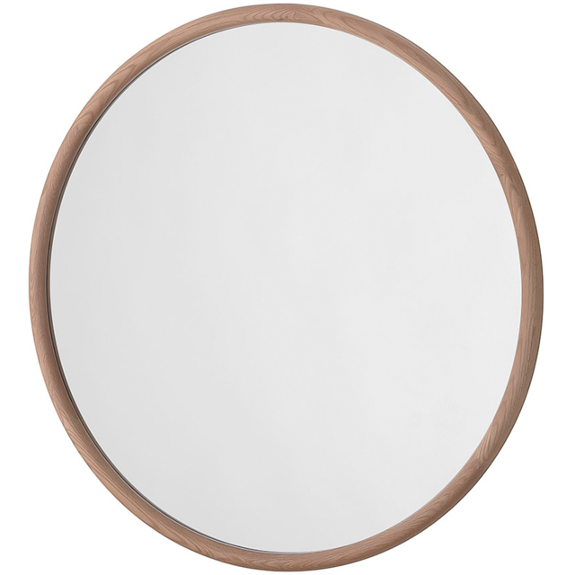 Yearn Natural Solid Oak Round Wooden Wall Mirror 60cm - Size: 60 x 60cm - Oak Natural - Wilko