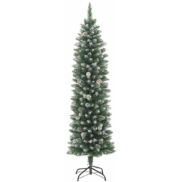 vidaXL Pre-Lit Warm White LED and White Baubles Green Slim Artificial Christmas Tree 6.8ft - Wilko - thumbnail 4