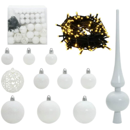 vidaXL Pre-Lit Warm White LED and White Baubles Green Slim Artificial Christmas Tree 6.8ft - Wilko - thumbnail 5
