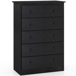Costway 5 Drawer Black Wooden Chest of Drawer - Wilko - thumbnail 4
