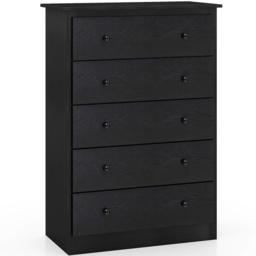 Costway 5 Drawer Black Wooden Chest of Drawer - Wilko - thumbnail 3