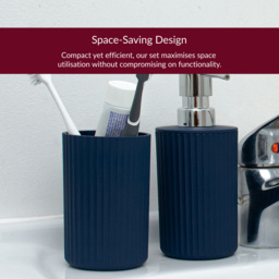 Innoteck Essentials 4 Piece Matt Blue Dish Dispenser and Tumbler Bathroom Accessory Set - Size: 6.5 x 16 x 8cm - Wilko - thumbnail 5