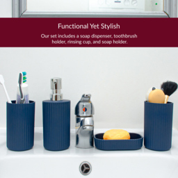 Innoteck Essentials 4 Piece Matt Blue Dish Dispenser and Tumbler Bathroom Accessory Set - Size: 6.5 x 16 x 8cm - Wilko - thumbnail 4