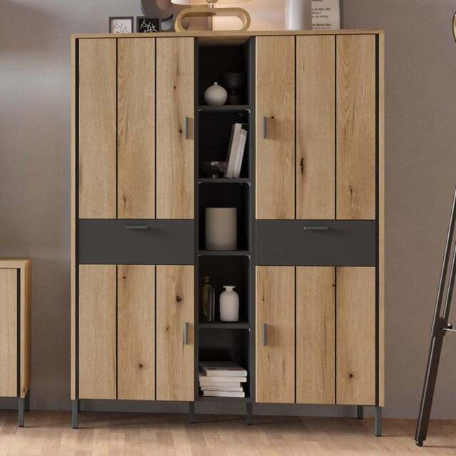 Furniture To Go Arundel 4 Door 2 Drawer Oak Wardrobe - Size: 4 Door, 2 Drawer - Grey - Wilko