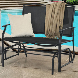 Costway 2 Seater Black Garden Swing Glider Bench - Wilko