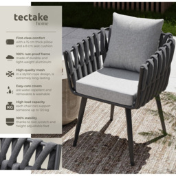 tectake Anthracite Aluminium Lugano Chair - Size: 73 x 61 x 60cm - Grey - Wilko - thumbnail 3