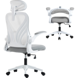 Portland Grey Mesh Height Adjustable Foldable Ergonomic Swivel Office Chair with Headrest - Size: 136 x 62 x 73cm - Light Grey - Wilko - thumbnail 3
