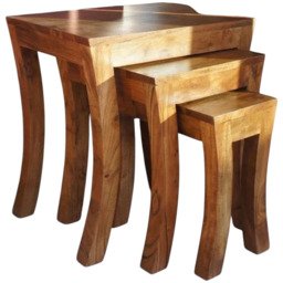 Acacia Home Brown Nest of Tables 50cm Set of 3 - Size: 35 x 50 x 50cm - Wilko - thumbnail 3