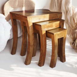 Acacia Home Brown Nest of Tables 50cm Set of 3 - Size: 35 x 50 x 50cm - Wilko - thumbnail 4