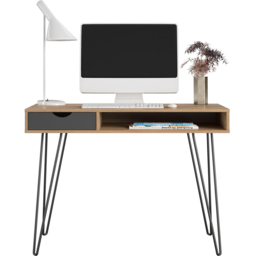Novogratz Harmony Single Drawer Laptop Desk Natural and Black - Size: 77 x 106 x 49cm - Wilko - thumbnail 6