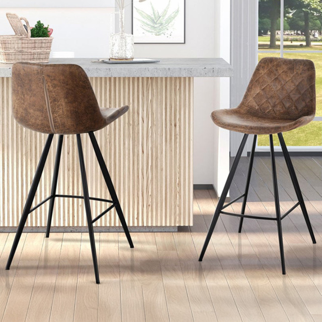 Portland Brown Microfibre Vintage Bar Stool Set of 2 - Wilko - image 1