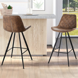 Portland Brown Microfibre Vintage Bar Stool Set of 2 - Wilko - thumbnail 1