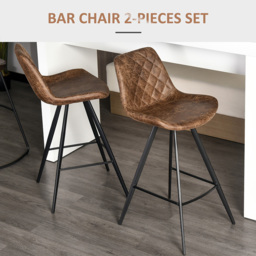 Portland Brown Microfibre Vintage Bar Stool Set of 2 - Wilko - thumbnail 5