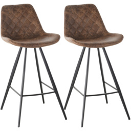 Portland Brown Microfibre Vintage Bar Stool Set of 2 - Wilko - thumbnail 3