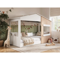 Flair Dreamland Oak Play House Bed Frame - Size: Single - White - Wilko - thumbnail 3