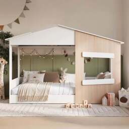 Flair Dreamland Oak Play House Bed Frame - Size: Single - White - Wilko - thumbnail 1