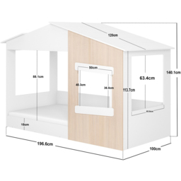 Flair Dreamland Oak Play House Bed Frame - Size: Single - White - Wilko - thumbnail 7
