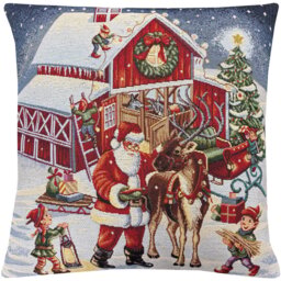 Christmas Scene Tapestry Cushion Red - Wilko