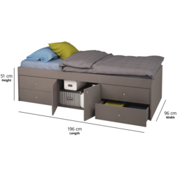 Kudl Single Grey Captains Cabin Bed - Wilko - thumbnail 6